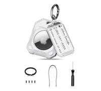 PROfezzion Airtag Custodia Protettiva con Anelli Portachiavi, Cavo ed Etichette, per Valigia Collare Animale Domestico Auto Chiavi Auto Elettriche Borse Bagagli, per Airtag Gps Tracker, (Bianco)