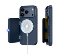PROfezzion Custodia a portafoglio per iPhone 17 Pro con MagSafe, magneti a tre lati, blocco RFID, ricarica wireless, cavalletto, protezione contro le cadute, robusta custodia magnetica - blu