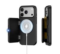 PROfezzion Custodia a portafoglio per iPhone 17 Pro con MagSafe, magneti a tre lati, blocco RFID, ricarica wireless, cavalletto, protezione contro le cadute, robusta custodia magnetica - nero
