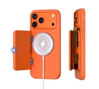 PROfezzion Custodia a portafoglio per iPhone 17 Pro Max con 3 carte di credito con MagSafe, magneti a tre lati, blocco RFID, ricarica wireless, cavalletto, protezione contro le cadute, arancione