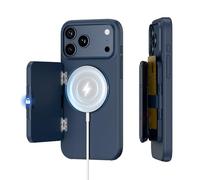PROfezzion Custodia a portafoglio per iPhone 17 Pro Max con 3 carte di credito con MagSafe, magneti a tre lati, blocco RFID, ricarica wireless, cavalletto, protezione contro le cadute, blu