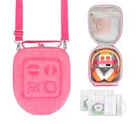 PROfezzion Custodia da viaggio per Yoto Mini e cuffie, custodia in EVA Premium con tasca AirTag dedicata per lettore musicale audio per bambini, custodia con manico, tracolla e porta carte, Rosa