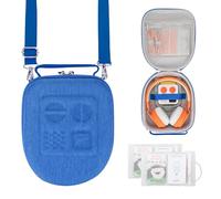 PROfezzion Custodia da viaggio per Yoto Mini e cuffie, custodia in EVA Premium con tasca AirTag dedicata per lettore musicale audio per bambini, custodia con manico, tracolla e porta carte, Blu grande