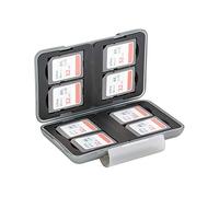 PROfezzion Custodia impermeabile per schede di memoria in plastica robusta, adatta a 8 schede SD, SDHC, SDXC con moschettone, colore grigio chiaro