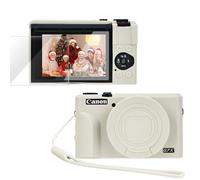 PROfezzion Custodia protettiva in silicone per Canon PowerShot G7X Mark III, con pellicola protettiva in vetro e cinturino da polso per fotocamera Canon PowerShot G7XM3, Beige, Per esterni