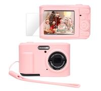 PROfezzion Custodia protettiva in silicone per Kodak PIXPRO FZ45, sottile, con pellicola proteggi schermo in vetro e cinturino da polso per fotocamera digitale Kodak FZ45, rosa