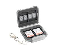 PROfezzion Memory Card Case Custodia Protettiva Immagazzinaggio Resistente all'Acqua per 4 x SD SDHC SDXC Carte con Moschettone con Catena Corta