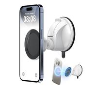 PROfezzion Supporto Magnetico per Telefono con Ventosa Rotante per Bagno, Doccia, Vetro, Piastrelle, Make-up, Palestra, Live stream, per iPhone 16 16 Plus 16 Pro 16 Pro Max & 15 14 13 12, Bianco