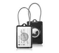 PROfezzion Targhetta Etichette per Bagaglio con Slot per AirTag, Custodia Protettiva Rigida Air Tag con Cavo in Metallo, Etichetta Nome e Portachiavi per Borsa, Valigia, Zaino da Viaggio e altro