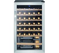 Profi Cook - Frigorifero per vino, 36 bottiglie, frigorifero per bevande, porta in vetro resistente ai raggi UV, illuminazione a LED, 7 ripiani, di cui 6 estraibili, 4 - 18 °C, PC-WK 1235