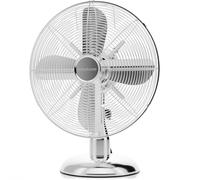 Proficare VL 3062 M Ventilatore da Tavolo Silenzioso Retro, Ø 25cm, 3 Velocità Oscillante, Metallico, Argento, 30W