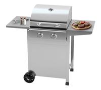 ProfiCook® Barbecue a gas per temperature fino a 350 °C, griglia in vera ghisa, per balcone, con riduttore di pressione del gas e tubo, 2 bruciatori, piccolo, 2 ripiani, PC GG 1309