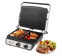 ProfiCook® Griglia a contatto per grigliare senza grassi, per esempio panini, bistecche, toast, griglia elettrica con termostato regolabile in modo continuo, barbecue con apertura a 180°, 2000 W,