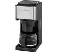 ProfiCook PC-KA 1138 - Cafetière avec Moulin à café intégrée 2 en 1-2 réglages de mouture - Capacité 1,25 ml (10 tasses) - Commandes tactiles -Programmable - 900 Watts - Couleur Argent et Noir