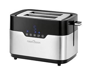 ProfiCook PC-TA 1170 Tostapane a 2 dischi, Sensor Touch, portapane, cassetto delle briciole, funzione di centraggio, spazio salvaspazio, 7 livelli di abbronzatura, acciaio inox nero