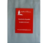profili di Toscana Coppia Federe in Raso di Puro Cotone a Tre Volant Made in Italy 50X80 (Pearl Blue)