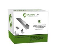 PROFILI IN ALLUMINIO 45° LP2020 IN BARRE DA 2 MT PER STRISCE A LED CON COVER TRASPARENTE IN PLEXIGAS CON TAPPI E GANCI DI MONTAGGIO INCLUSI (5)