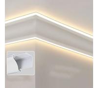 Profili per Strisce Led Canale Di Illuminazione a Corona a LED per Bordo Parete e Soffitto, Binario Diffusore a LED in Alluminio a Doppia Emissione Luminosa, Modanatura Decorativa(72ft(21.9m))