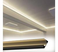 Profilo a corona per illuminazione a LED, canale per strisce LED, profilo in alluminio, modanature per illuminazione personalizzate, illuminazione indiretta per battiscopa/cornici (nero, 8 m/26,2 pie