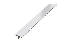 Profilo a T in Alluminio da 2 Metri | Finitura Cromo Lucido e Satinato | 2 Misure Disponibili per Rifiniture Perfette (Cromo Satinato, 15x15x1,5 mm)