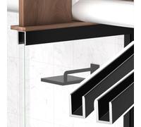 Profilo a U per Vetro 2 Profili a U In Alluminio per Il Fissaggio a Soffitto di Vetrate Doccia, Profilo di Fissaggio per Vetri Senza Telaio, Profilo di Finitura a U(Black-12mm,47 in/120cm)