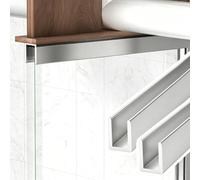 Profilo a U per Vetro 2 Profili a U In Alluminio per Il Fissaggio a Soffitto di Vetrate Doccia, Profilo di Fissaggio per Vetri Senza Telaio, Profilo di Finitura a U(Silver-10mm,84 in/214 cm)