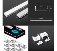 PROFILO ALLUMINIO 2m PER STRISCE STRIP LED BARRA RIGIDA PROFILATO KIT COMPLETO