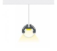 LEDKIA LIGHTING Profilo Alluminio a Sospensione Circolare per Striscia LED fino a 11mm Nero 2 m Nero traslucido