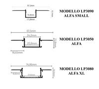 Profilo Alluminio ALFA 2 mt da Incasso Scomparsa Cartongesso Striscia LED+COVER