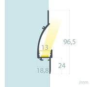 Profilo Alluminio da Incasso per Cartongesso 2m per Striscia LED fino a 12mm