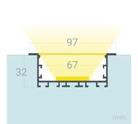 Profilo Alluminio da Incasso XL per Striscia LED fino a 60mm