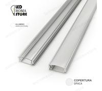 PROFILO ALLUMINIO LINEARE 2M 2METRI STRIP STRISCE LED+COPERCHIO OPACO+CLIP+TAPPI