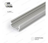 PROFILO ALLUMINIO LINEARE ANODIZZATO RETTANGOARE 2M STRIP LED OPACO+CLIP+TAPPI
