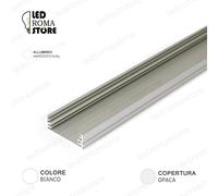 PROFILO ALLUMINIO LINEARE EXTRA LARGO BIANCO 2M STRIP LED+COP.OPACO+CLIP+TAPPI