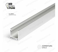 PROFILO ALLUMINIO LINEARE GRANDE LARGO 1M 1METRO STRIP LED OPACO+CLIP+TAPPI