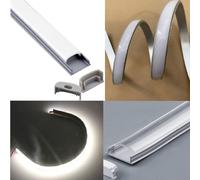 PROFILO ALLUMINIO per striscia strip led PIATTO ANGOLARE FLESSIBILE 0,5-1-2 Mt [EEK: A+++]