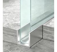 Profilo Alluminio per Vetro Profilo a U in Alluminio per Box Doccia Senza | Guida di Montaggio per Pannelli in Vetro, Binario Inferiore Argento Opaco per Pareti Divisorie Doccia, Profilo di Fissaggio