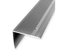 Profilo angolare 55 x 70 x 1000 mm, profilo per scale in alluminio anodizzato, scanalato, forato, argento