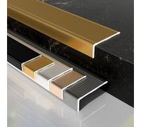 Profilo Angolare, Alluminio, Profilo Paragradino A Forma Di L 100cm Strisce Antiscivolo Adatto Per Protezione Degli Spigoli Per Per Scale(Rose Gold)
