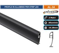 PROFILO ANGOLARE NERO A LUCE INDIRETTA IN ALLUMINIO PER STRISCE LED 2 METRI