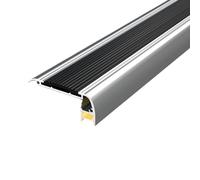 Profilo Angolare Per Gradino Profilo Antiscivolo Per Gradini 90 100 120cm | Profili Protettivi Gradini Alluminio Con Fessura Per Luce LED, Strisce Antiscivolo
