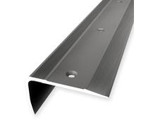 Profilo angolare per scale, 29 x 53 x 2500 mm, profilo angolare in alluminio, scanalato, forato, in acciaio inox, altezza 0-27 mm