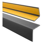 Profilo angolare QUEST 35x35mm, Listello di protezione in plastica flessibile - Striscia autoadesiva - Riparo dei profili angolari e bordi, facile da installare, Grigio scuro, 90cm