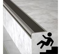 Profilo Antiscivolo Bordo Scala Gradino ,profilo Angolare Per Gradini In Gomma PVC,Striscia Di Transizione Al Pavimento Per Porta/Spazio/Pavimentazione In Legno Duro ( Color : Black gray , Size : 5*2.