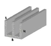 profilo canalino doppia U cm 200 h argento silver 20x10x1 mm alluminio