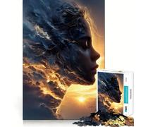 Profilo di donna fuso con nuvole temporalesche - Puzzle da 1000 pezzi per adulti - Gioco divertente e stimolante - Taglio laser di alta qualità - Esercizio mentale per momenti di tranquillità a casa