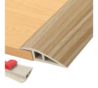 Profilo di transizione autoadesivo, 1 m x 5 cm, in PVC, per soglia della porta, compensazione dell'altezza da 5 mm a 10 mm, listello di transizione per pavimento, moquette, soglie (rovere bianco)