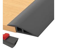Profilo di transizione autoadesivo, 2 m x 7 cm, in PVC, per soglia della porta, compensazione dell'altezza da 10 mm a 15 mm, listello di transizione per pavimento, moquette, soglie (nero)