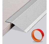 Profilo di transizione da pavimento in alluminio, 0,9 m x 100 mm, con nastro adesivo lungo, altezza tra 8 - 40 mm, antiscivolo e impermeabile, per rampe (argento opaco)