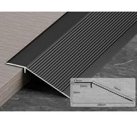 Profilo di transizione da pavimento in alluminio, 0,9 m x 100 mm, con nastro adesivo lungo, altezza tra 8 - 40 mm, antiscivolo e impermeabile, per rampe (nero opaco)